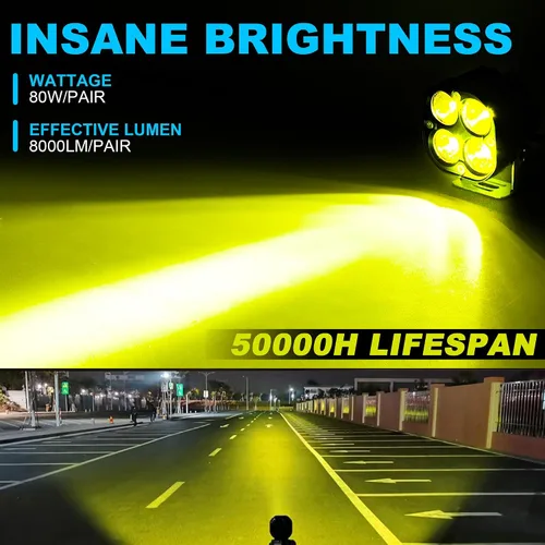 Miniatura 6 de Nicoko Luces antiniebla LED de 3 pulgadas de color amarillo y ámbar – 40 W/4000 lm, luz de trabajo de conducción – IP68 impermeable para automóvil