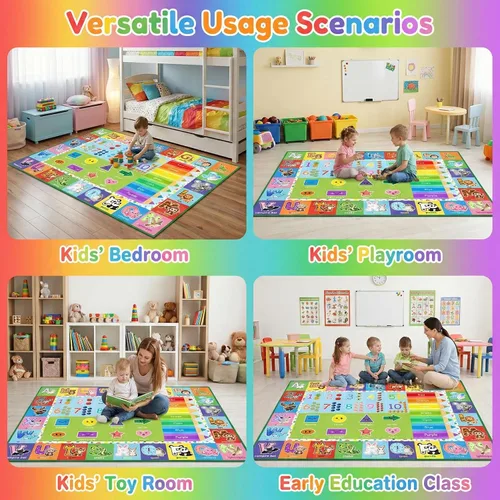 Miniatura 3 de ABC - Alfombra del alfabeto para dormitorio de niños, 2.5 x 4 pies, tapete de juego educativo con números y animales para guardería infantil