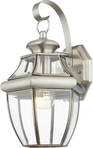 Miniatura 4 de Livex Lighting 2151-91 Monterey - Farol de pared de latón macizo con acabado de níquel cepillado para exteriores, 13 x 8.5 x 8.25 pulgadas