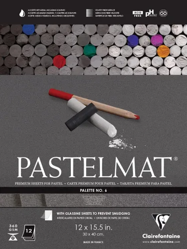Miniatura 13 de Clairefontaine Pastelmat - Papel especial para pastel (encolado, 30 x 40 cm) - Paleta No. 5 - (12 x 15 3/4 pulgadas) - 360g - 12 hojas - Verde Verde