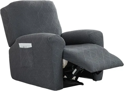 Miniatura 62 de CRFATOP Funda para sillón reclinable con estampado floral con bolsillos, funda única para sillón reclinable, 4 piezas, funda para sillón reclinable
