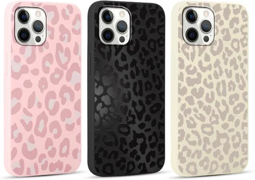 Miniatura 37 de Paquete de 3 Fundas Bonitas con Estampado de Guepardo para iPhone 13/14 de 6.1" Funda de Teléfono, Fundas de Diseño Estético de Leopardo Silicona