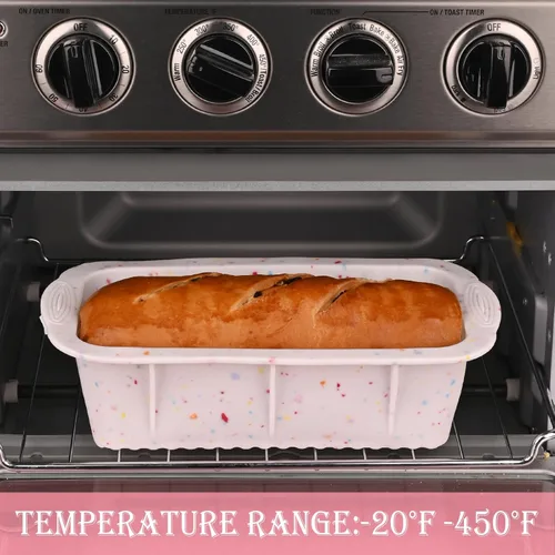 Miniatura 5 de Sakolla Paquete de 2 moldes de silicona para pan, antiadherentes, de fácil desmolde, molde rectangular de silicona para hornear pasteles, pastel