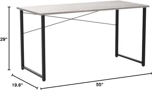 Miniatura 3 de Coleshome Escritorio para computadora de 55 pulgadas, escritorio moderno de estilo simple para oficina en casa, escritorio estudiantil, roble gris