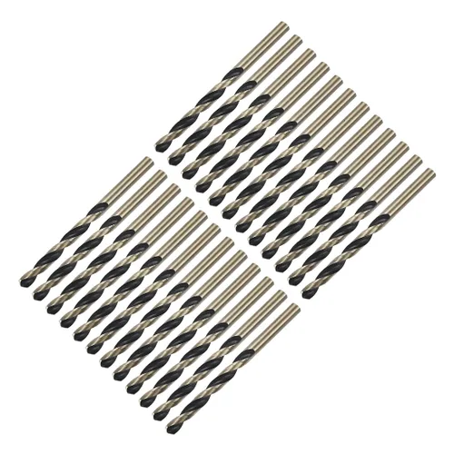 Miniatura 25 de uxcell 24 brocas de vástago recto, 0.118 in, titanio dorado y nitruro negro, acero de alta velocidad (HSS) 4341 con vástago de 0.118 in