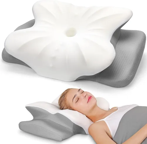 Almohada cervical para cuello y hombro, almohada de espuma viscoelástica de contorno, almohada ergonómica de apoyo para el cuello para espalda,