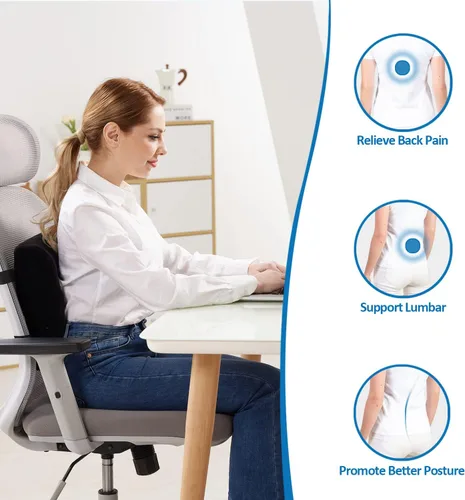 Miniatura 3 de SAIREIDER Almohada cómoda de apoyo lumbar para silla de oficina, almohadas de respaldo de espuma viscoelástica para coche, silla de juegos, silla