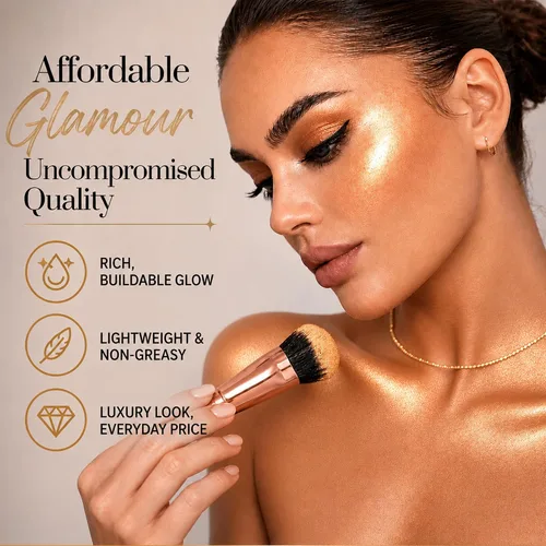 Miniatura 2 de Mynena - Resaltador de polvo suelto dorado cálido Brillo facial y corporal para construir Maquillaje ligero y radiante para aplicación húmeda