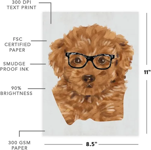 Miniatura 126 de Andaz Press Póster impreso para pared de perro, 8.5 x 11 pulgadas, Bulldog inglés con gafas negras, 1 paquete, regalo de cumpleaños de Navidad, sin