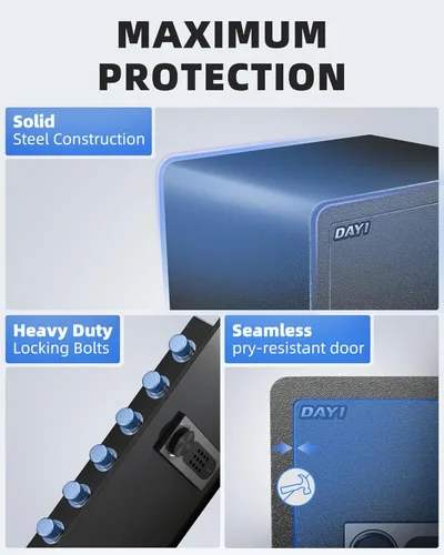 Miniatura 2 de Caja de seguridad DAYI, cajas de seguridad para el hogar de 3.0 pies cúbicos con bolsa impermeable ignífuga, caja de seguridad para dinero