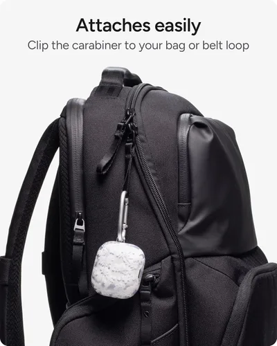 Miniatura 4 de ZAGG Funda con mosquetón para AirPods 4 – Funda protectora compatible con carga inalámbrica – Protección contra caídas de 360°, polvo y arañazos