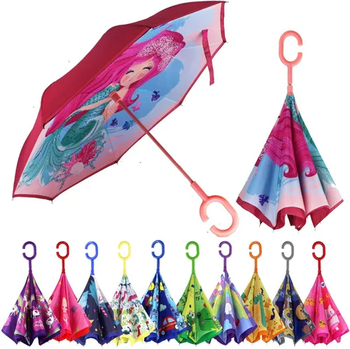 Miniatura 97 de MRTLLOA - Paraguas invertido de gran tamaño de 40/49/56 pulgadas - Sombrilla doble capa resistente al viento, con mango en forma de C y tamaño golf