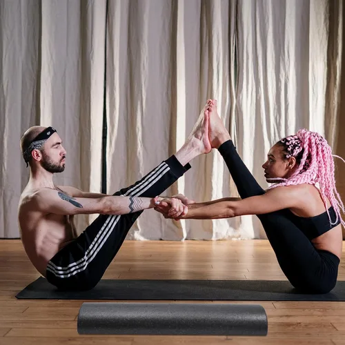 Miniatura 9 de STOBAZA Rodillo de yoga semicircular de alta densidad masajeador muscular negro para fitness alivio de espalda Pilates y entrenamiento de ejercicio