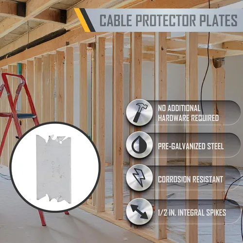 Miniatura 3 de RACO 2710 Placa protectora de cables para pernos de madera, 2-9/16 pulgadas de largo (paquete de 200)