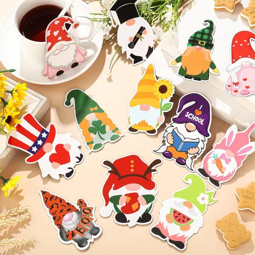 Miniatura 4 de Sinmoe 24 imanes navideños de gnomo de temporada, imanes para refrigerador, puerta de garaje de Pascua, gnomos para nevera, resorte magnético