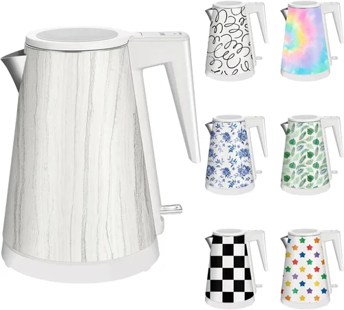 Miniatura 18 de Hervidor de agua interior de acero inoxidable de doble pared de 1.2L, inalámbrico, 1000 W de ebullición rápida con luz LED, cafetera y tetera
