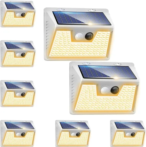 Miniatura 49 de Peasur Luces Solares para Exteriores con Sensor de Movimiento, 140 LED Luz Solar Alimentada por Energía Solar para Cerca Impermeable, 3 Modos