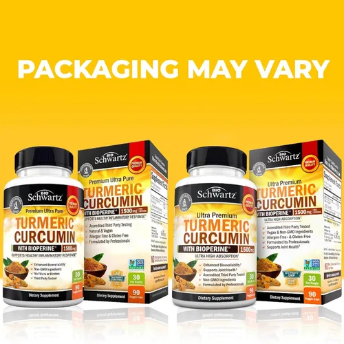 Miniatura 5 de Curcumina de cúrcuma con extracto de pimienta negra de 1500 mg - Suplemento de cúrcuma ultra potente de alta absorción con 95% de curcuminoides