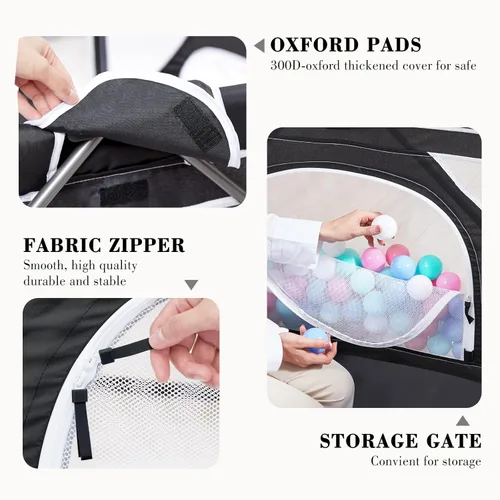 Miniatura 5 de ANGELBLISS Corralito plegable para bebés y niños pequeños, centro de actividades para bebés en interiores y exteriores con malla transpirable