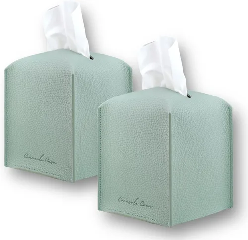 Miniatura 29 de Soporte para caja de pañuelos de piel sintética de alta calidad, elegante funda de caja de pañuelos estilo hotel para decoración del hogar, oficina