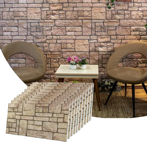 Miniatura 56 de Dundee Deco Paneles de pared 3D de ladrillo sintético, revestimiento de pared con aspecto de piedra roja, gris y marrón, espuma de poliestireno