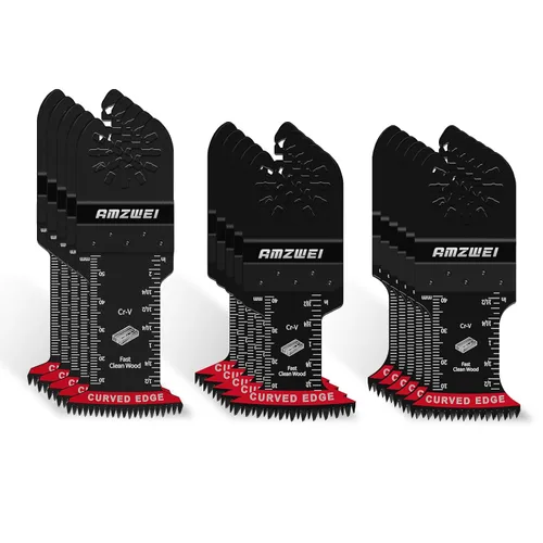 Miniatura 13 de AMZWEI 100 cuchillas oscilantes de titanio para herramientas, hojas de sierra profesionales de borde curvo, corte de metal, madera y plástico, 4