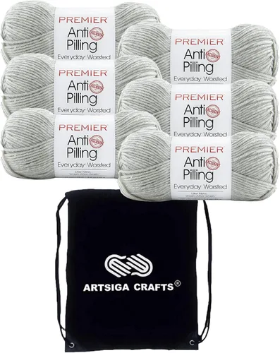 Miniatura 44 de Premier Yarns Everyday Anti-Pelusa Hilo Sólido Verde Pino DN100-8 (6-Madejas - Mismo Lote de Tinta) #4 Peso Estambre Acrílico para Tejer