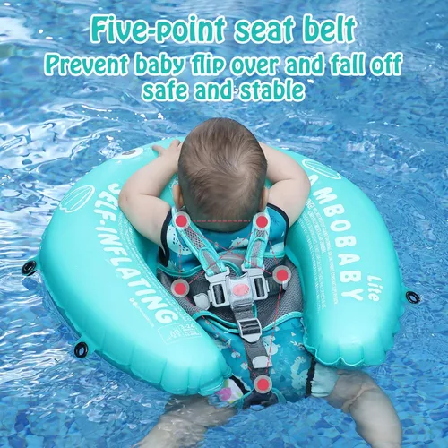 Miniatura 3 de Mambobaby Float - Flotador de natación para bebé autoinflable con toldo, flotador plegable comprimible para bebé, material suave e impermeable