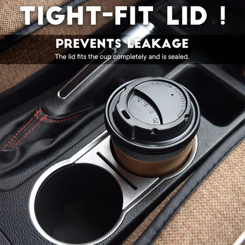 Miniatura 3 de Paquete de 100 tazas de café desechables de 12 onzas para llevar con tapas, fundas y pajitas, 100% biodegradables y compostables, tazas de café