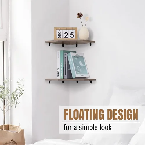 Miniatura 3 de Estante esquinero para montaje en pared, estantes de esquina flotantes, juego de 3 estantes de pared esquineros, estantes de almacenamiento de pared