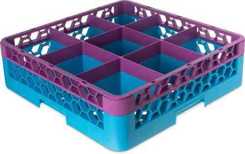 Miniatura 131 de Carlisle FoodService Products RG9-214 OptiClean Estante de vidrio con 9 compartimentos con 2 extensores, 7.12 pulgadas, polipropileno, azul