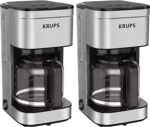 Cafetera de KRUPS 10 Tazas Simply Brew de Acero Inoxidable, 900 Vatios - Filtro de Café, Sin Goteo, Recipiente Apta para Lavavajillas, Negro y