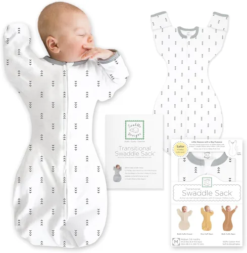 SwaddleDesigns Saco de envolver con brazos arriba, mangas de media longitud y puños de mitones,