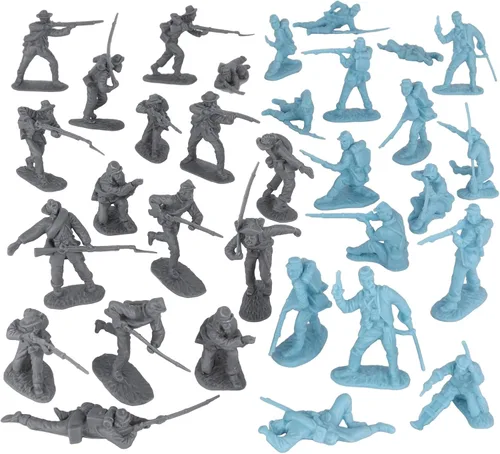 Miniatura 5 de BMC CTS American Civil War Plastic Army Men - 32 figuras de soldado azul y gris