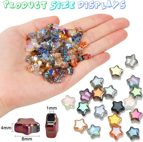 Miniatura 2 de 200 cuentas de estrella de cristal para hacer joyas, pulseras de estrella de cristal de EVERMARKET a granel, cuentas sueltas de estrella