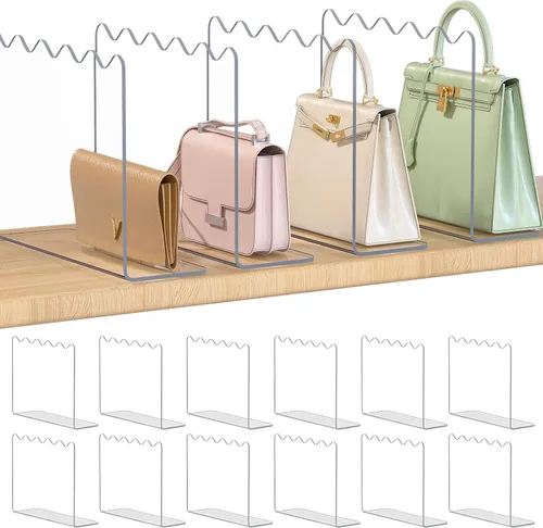 Miniatura 12 de OKPOW Separadores de Estantes Organizador de Armario - 12" de Alto X 11.8" de Profundidad Acrílico Transparente Resistente Separador para Ropa