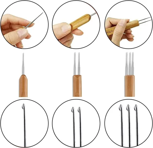 Miniatura 3 de Juego de 4 ganchos de ganchillo para rastas, aguja de rastas, herramienta de ganchillo para rastas, aguja de tejer, aguja de ganchillo para rastas
