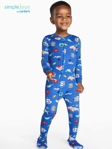 Miniatura 2 de Simple Joys by Carter's - Pijama de algodón con pies ajustada para niños pequeños y bebés, paquete de 3