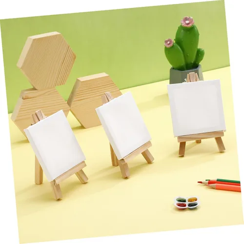 Miniatura 8 de Ipetboom Juego de 12 caballetes de madera con mini lienzo para pintura al óleo para niños y niñas, suministros de arte, soportes de pintura multiusos
