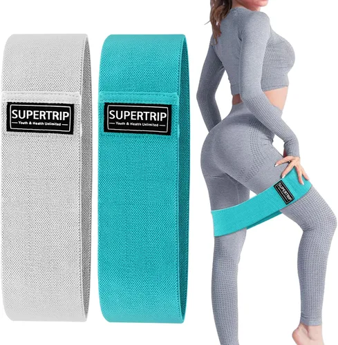 Supertrip Bandas de resistencia de tela para piernas y glúteos, antideslizantes, para mujeres/hombres, bandas elásticas para entrenamiento, fitness,