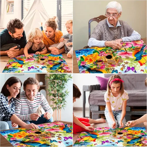 Miniatura 6 de Rompecabezas de 300 piezas para adultos, rompecabezas de flores y pájaros de 300 piezas para adultos que encajan perfectamente, rompecabezas