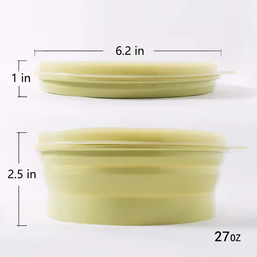 Miniatura 6 de IYYI ME.FAM - Cuenco plegable de silicona con tapa, cuenco de viaje plegable de 27.1 fl oz para camping, senderismo, resistente al calor