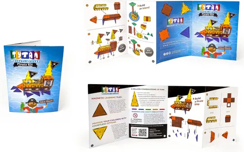 Miniatura 7 de Tytan Tiles Pirate Ship & Island - Juego de construcción de azulejos magnéticos de 60 piezas, divertido juguete STEM para niños, juego creativo