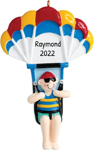 Adorno de Navidad personalizado de parasailing 2025 – Adornos de parapente para niños, paracaidista, adorno de Navidad, aventuras en el cielo,