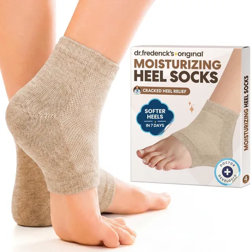 Miniatura 10 de Dr. Frederick's Original- Calcetines hidratantes para el tratamiento del talón agrietado/pies secos para mujeres y hombres, 2 pares, aloe verde