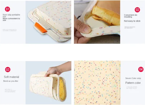 Miniatura 6 de CANDeal Bandeja de silicona para hornear con forro reutilizable para hornear, hoja de galletas de silicona antiadherente, bandeja rectangular
