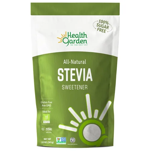 Health Garden Edulcorante en polvo de stevia - Todo natural - Kosher - Sin gluten y azúcar - Apto para dieta cetogénica (12 onzas)
