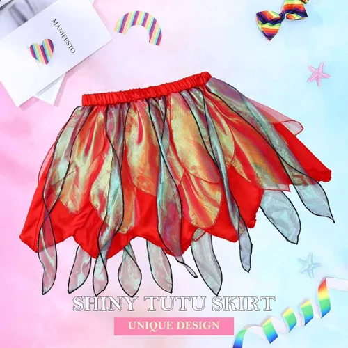Miniatura 6 de Kakaco Falda de hadas para mujer, falda tutú brillante, falda de tutú en capas para danza de hadas, falda para mujeres y niñas