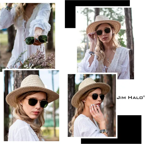 Miniatura 4 de JIM HALO Gafas de sol de aviador cuadradas retro de alta calidad lentes de vidrio planas de metal para hombres y mujeres