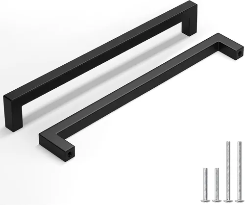 Miniatura 24 de homdiy Paquete de 1 tirador de gabinete negro mate de 3 pulgadas, manijas de cajón de acero inoxidable, manijas de cajón de acero inoxidable